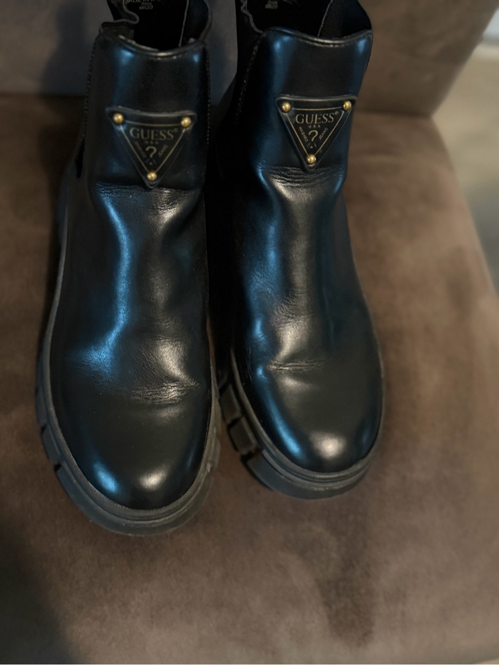 Guess Black Leather Chukka Boots with Branded Plaque